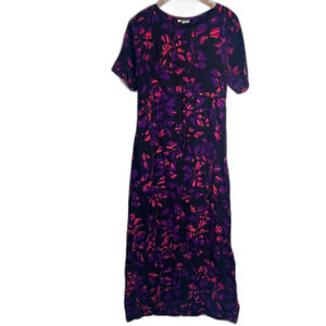 DUA‎ Direct from Bali Purple Abstract Short Sleeve Tie Waist Long Dress Size M/L